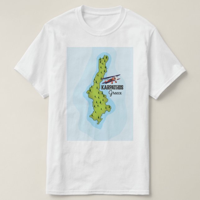 Karpathos Griechisch Map Illustriertes Reiseplakat T-Shirt (Design vorne)