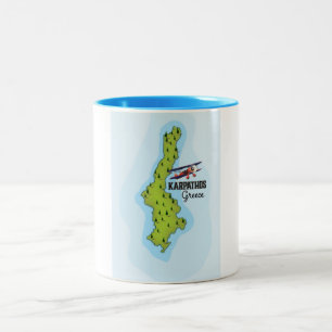 Karpathos griechische Karte illustrierter Reisepla Zweifarbige Tasse