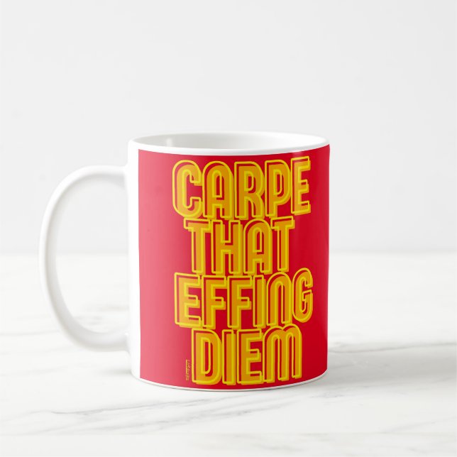 KARPE, DAS FLIESEN DIEM lustige latin Zitat Kaffeetasse (Links)
