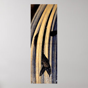 Karpfen, der herauf eine Kaskade durch Hokusai Poster