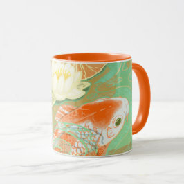 Karpfen Koi Fisch-Wasser-Lilien-Teich-kombinierte Tasse