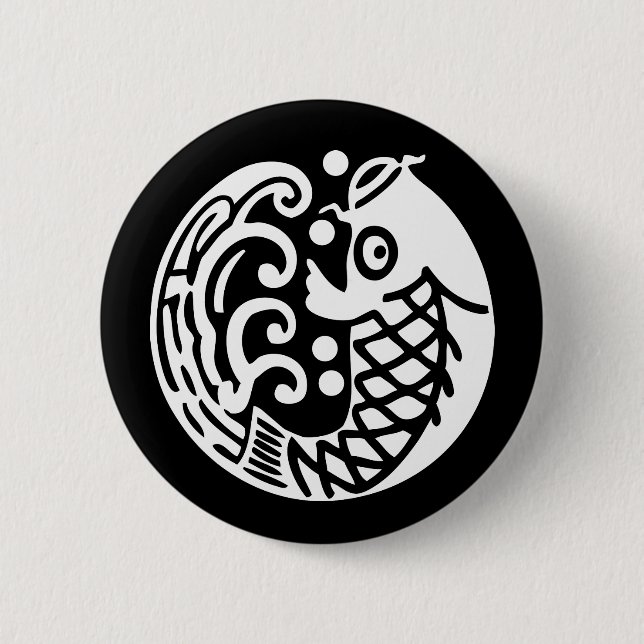 Karpfen mit Wellen Button (Vorderseite)