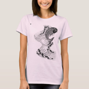 Karpfen- und Kirschblüte 鯉 桜 T-Shirt