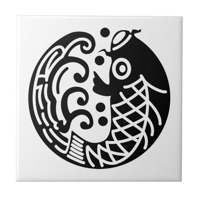 Karpfen und Welle Fliese (Vorderseite)