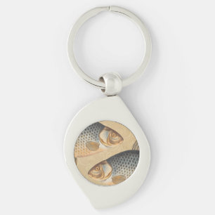 Karpfenfisch Fischmalerei Süßwasserzeichnung  Schlüsselanhänger
