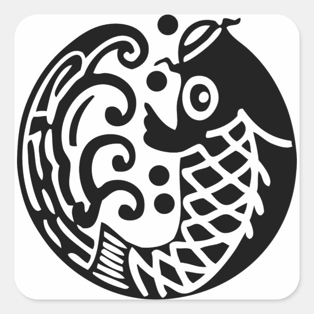 Karpfenwelle Quadratischer Aufkleber (Vorderseite)