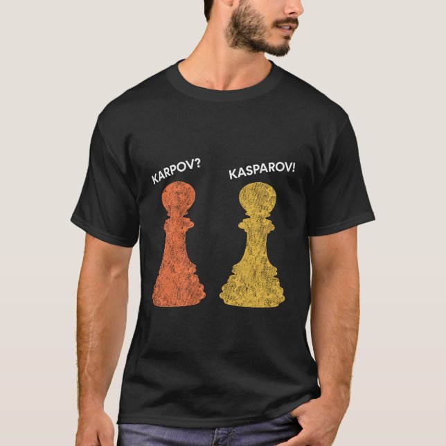 Karpov oder Kasparow? Schachangebot T-Shirt (Vorderseite)