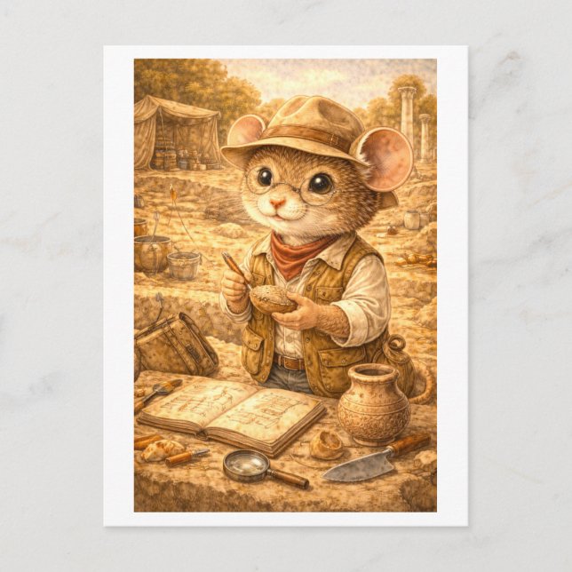 Karriere Maus als Archäologe Postkarte (Vorderseite)