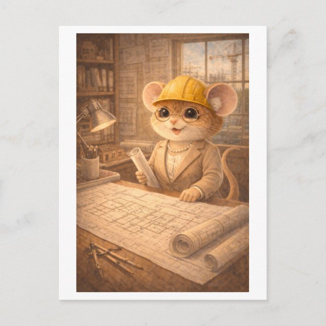Karriere-Maus als Architekt Postkarte (Vorderseite)