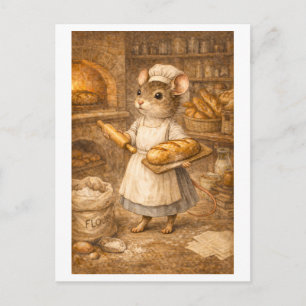 Karriere-Maus als Bäcker Postkarte