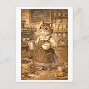Karriere-Maus als Barista Postkarte