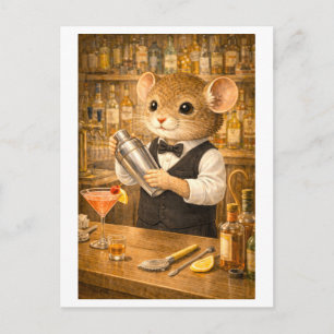 Karriere-Maus als Barkeeper Postkarte