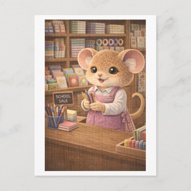Karriere Maus als Besitzer eines Schreibwarengesch Postkarte (Vorderseite)