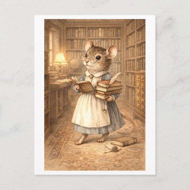 Karriere-Maus als Bibliothekarin Postkarte (Vorderseite)