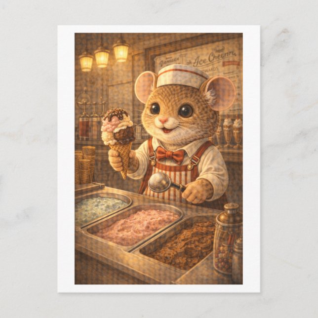 Karriere Maus als Eisverkäufer Postkarte (Vorderseite)