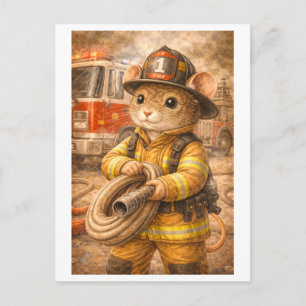 Karriere-Maus als Feuerwehrmann Postkarte