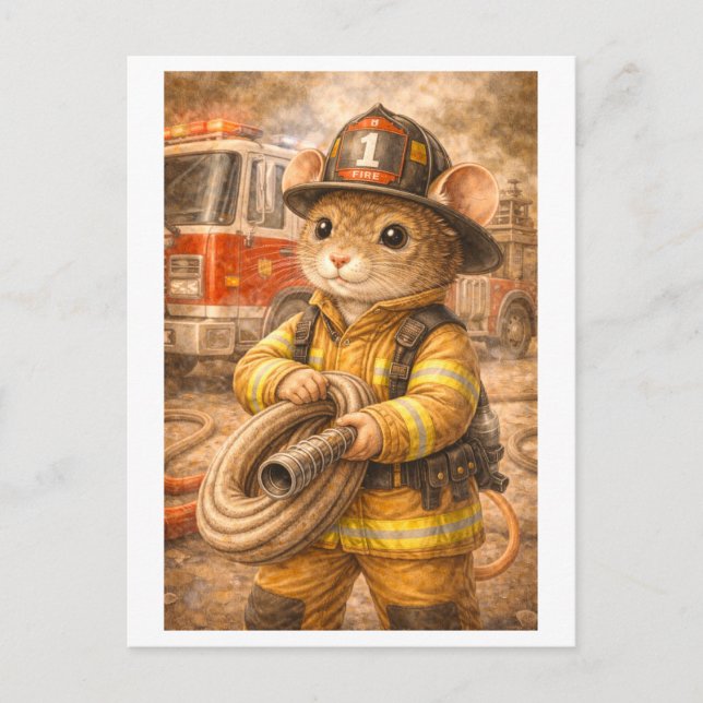 Karriere-Maus als Feuerwehrmann Postkarte (Vorderseite)