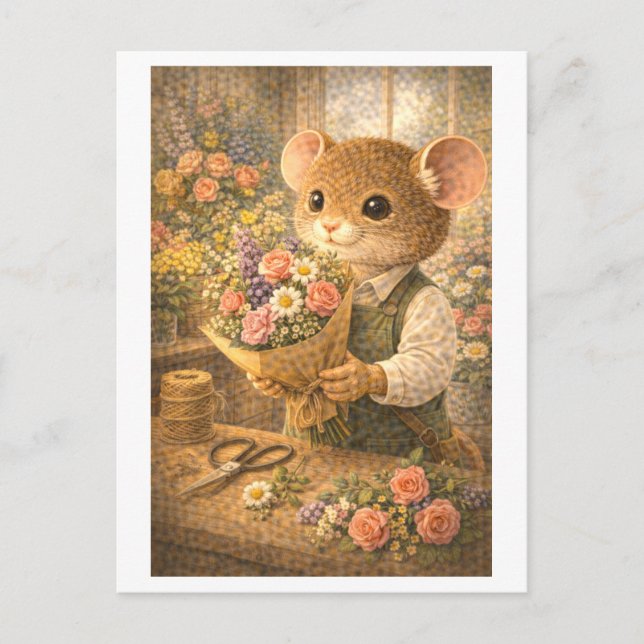 Karriere Maus als Florist Postkarte (Vorderseite)