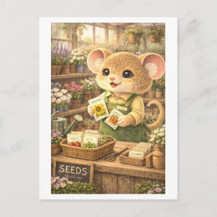 Karriere Maus als Gartencenter-Angestellter Postkarte