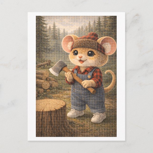 Karriere-Maus als Holzfäller Postkarte (Vorderseite)