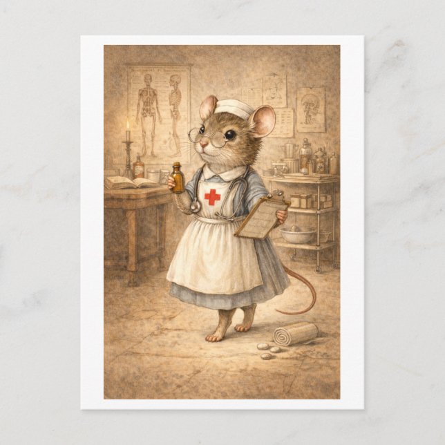 Karriere-Maus als Krankenschwester Postkarte (Vorderseite)