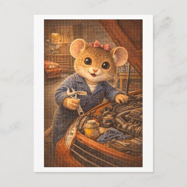 Karriere Maus als Mechaniker Postkarte (Vorderseite)
