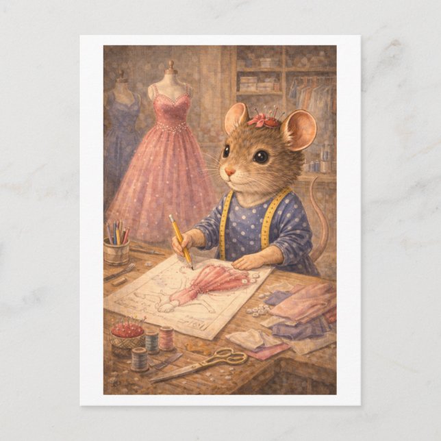 Karriere-Maus als Modedesigner Postkarte (Vorderseite)