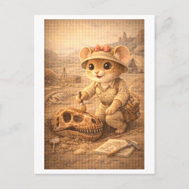 Karriere Maus als Paläontologe Postkarte (Vorderseite)