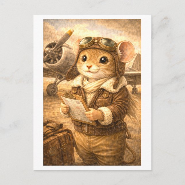 Karriere Maus als Pilot Postkarte (Vorderseite)
