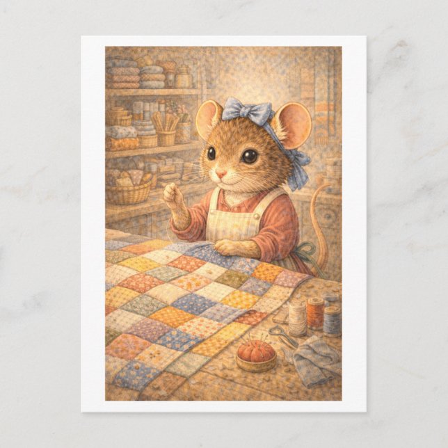 Karriere-Maus als Quilterin Postkarte (Vorderseite)