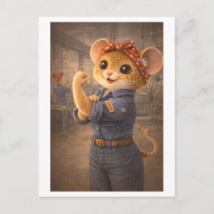 Karriere-Maus als Rosie the Riveter Postkarte