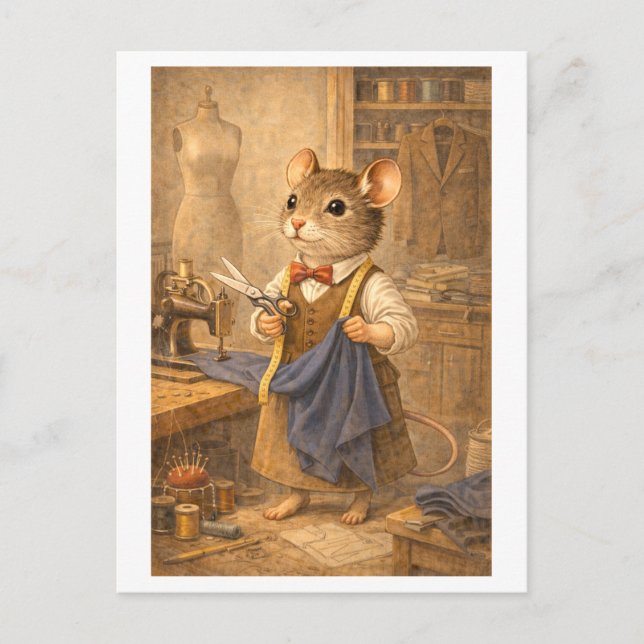 Karriere Maus als Schneider Postkarte (Vorderseite)