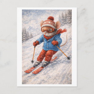 Karriere Maus als Skifahrer Postkarte