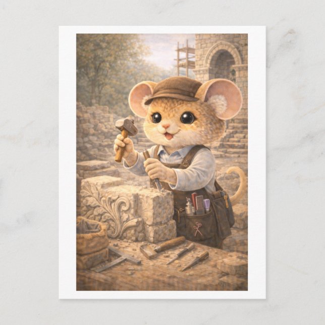 Karriere Maus als Steinmetz Postkarte (Vorderseite)