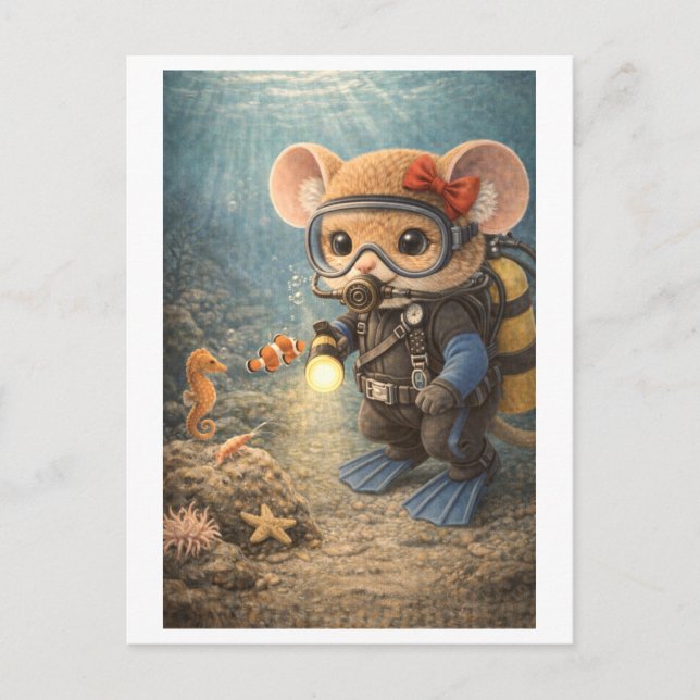 Karriere Maus als Taucher Postkarte (Vorderseite)