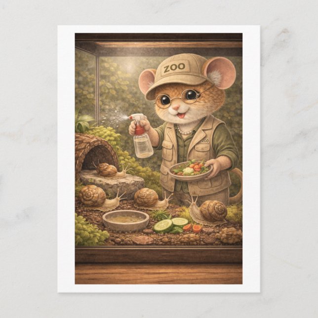 Karriere Maus als Tierpfleger Postkarte (Vorderseite)