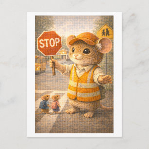 Karriere Maus als Verkehrsposten Postkarte