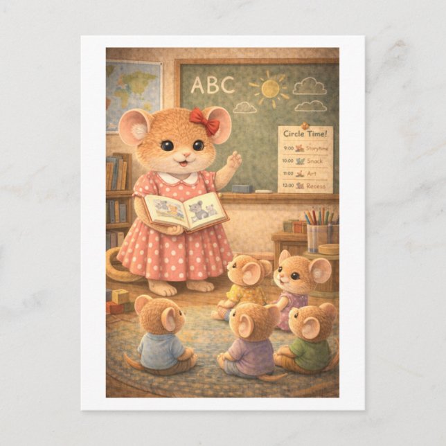 Karriere Maus als Vorschullehrer Postkarte (Vorderseite)