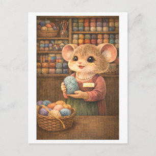 Karriere-Maus im Yarn Shop Postkarte