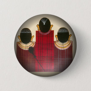 Karriertes Portrait der Masai-Familie Button