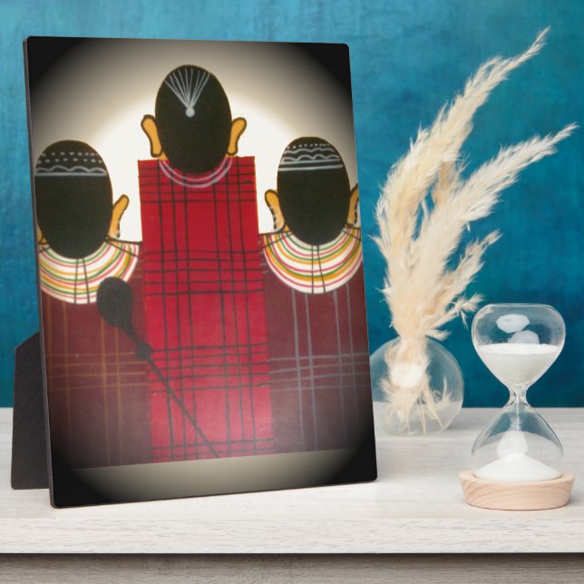 Karriertes Portrait der Masai-Familie Fotoplatte (Seite)