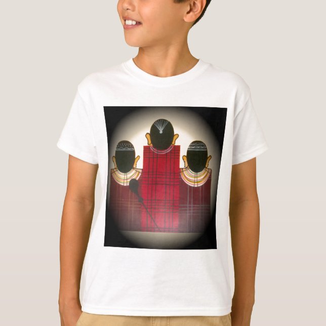 Karriertes Portrait der Masai-Familie T-Shirt (Vorderseite)
