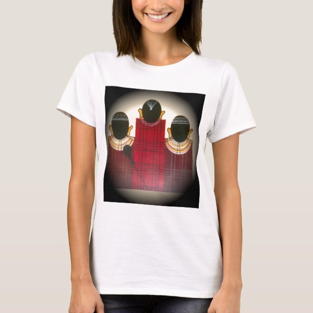 Karriertes Portrait der Masai-Familie T-Shirt (Vorderseite)
