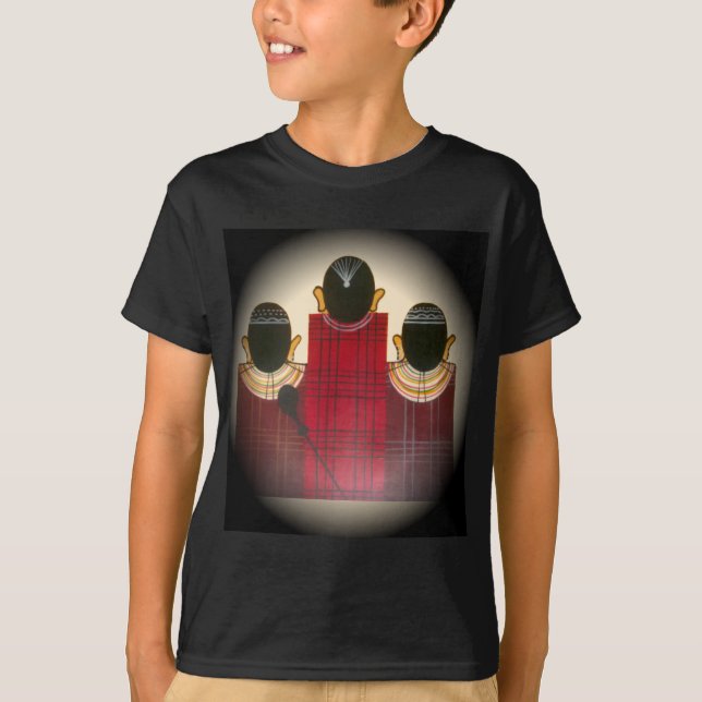 Karriertes Portrait der Masai-Familie T-Shirt (Vorderseite)