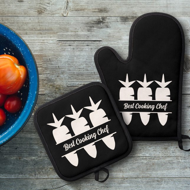 Karrots Monogram Ofenhandschuh & Topflappen-Set (Carrots Monogram Oven Mitt & Pot Holder Set)