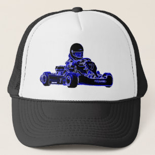Kart, das Blau und Weiß läuft Truckerkappe