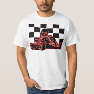 Kart laufendes Rot/Zielflagge T-Shirt