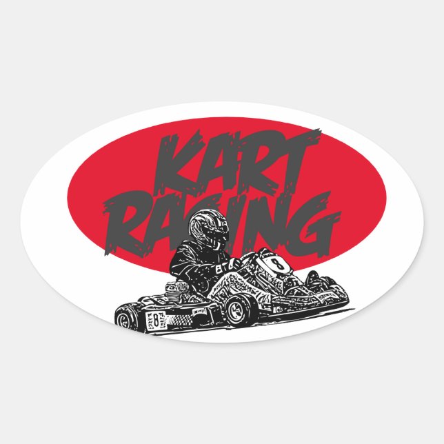 Kart racer ovaler aufkleber (Vorderseite)