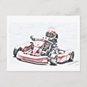 Kart Racer Shaded Sketch Postkarte