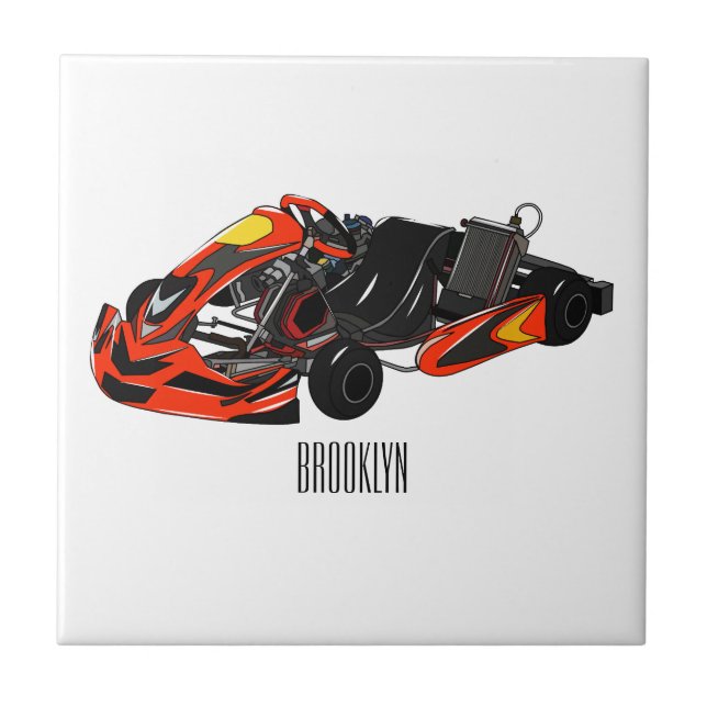 Kart racing Cartoon Illustration Fliese (Vorderseite)